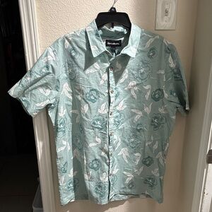 Threadbare Men's Green Floral Shirt XL NWT